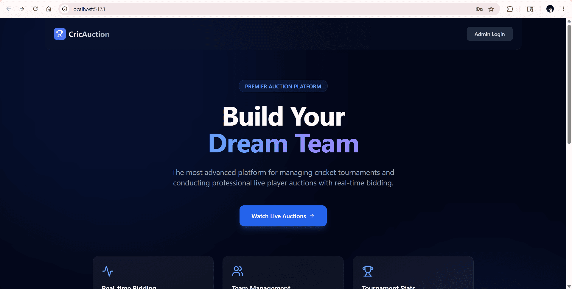 CricAuction - Tournament Management System
